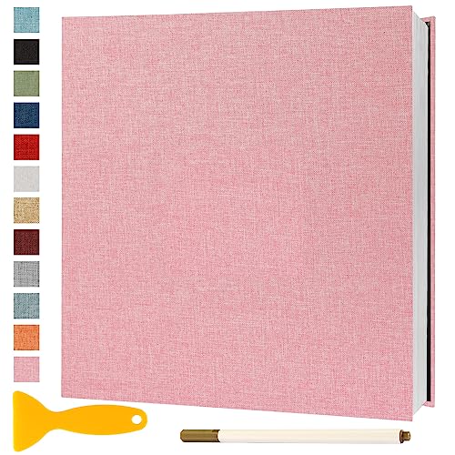 Fotoalbum Selbstklebend 28x27 Groß Fotoalbum Zum Einkleben Scrapbook Selbstgestalten Photo Album Fotobuch Hochzeit Gästebuch Baby Erinnerungsbuch Urlaub Briefmarkenalbum Geburtstag, 60 Seiten Rosa von Semfalbuums