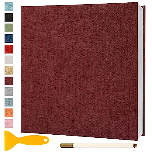 Fotoalbum Selbstklebend 28x27 Groß Fotoalbum Zum Einkleben Scrapbook Selbstgestalten Photo Album Fotobuch Hochzeit Gästebuch Baby Erinnerungsbuch Urlaub Briefmarkenalbum Geburtstag, 60 Seiten Rot von Semfalbuums