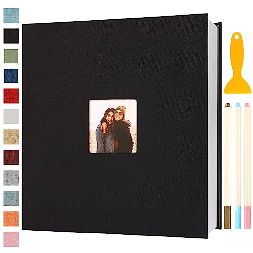 Fotoalbum Selbstklebend 33x32 Groß Fotoalbum Zum Einkleben Scrapbook Selbstgestalten Photo Album Fotobuch Baby Hochzeit Gästebuch Erinnerungsbuch Urlaub Briefmarkenalbum Geburtstag, 120 Seiten Schwarz von Semfalbuums