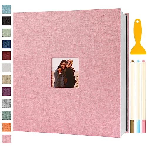 Fotoalbum Selbstklebend 33x32 Groß Fotoalbum Zum Einkleben Scrapbook Selbstgestalten Photo Album Fotobuch Baby Hochzeit Gästebuch Erinnerungsbuch Urlaub Briefmarkenalbum Geburtstag, 120 Seiten Rosa von Semfalbuums