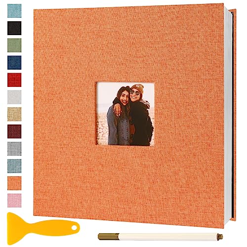 Fotoalbum Selbstklebend 33x32 Groß Fotoalbum Zum Einkleben Scrapbook Selbstgestalten Photo Album Fotobuch Baby Hochzeit Gästebuch Erinnerungsbuch Urlaub Briefmarkenalbum Geburtstag, 40 Seiten Orange von Semfalbuums