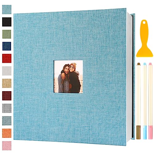 Fotoalbum Selbstklebend 33x32 Groß Fotoalbum Zum Einkleben Scrapbook Selbstgestalten Photo Album Fotobuch Baby Hochzeit Gästebuch Erinnerungsbuch Urlaub Geburtstag, 120 Seiten Hellblau von Semfalbuums