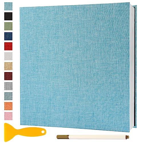 Fotoalbum Selbstklebend 33x32 Groß Fotoalbum Zum Einkleben Scrapbook Selbstgestalten Photo Album Fotobuch Hochzeit Gästebuch Baby Erinnerungsbuch Urlaub Briefmarkenalbum Geburtstag, 40 Seiten Hellblau von Semfalbuums