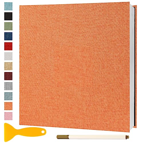 Fotoalbum Selbstklebend 33x32 Groß Fotoalbum Zum Einkleben Scrapbook Selbstgestalten Photo Album Fotobuch Hochzeit Gästebuch Baby Erinnerungsbuch Urlaub Briefmarkenalbum Geburtstag, 60 Seiten Orange von Semfalbuums