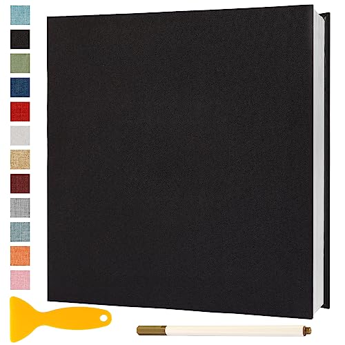 Fotoalbum Selbstklebend 33x32 Groß Fotoalbum Zum Einkleben Scrapbook Selbstgestalten Photo Album Fotobuch Hochzeit Gästebuch Baby Erinnerungsbuch Urlaub Briefmarkenalbum Geburtstag, 60 Seiten Schwarz von Semfalbuums