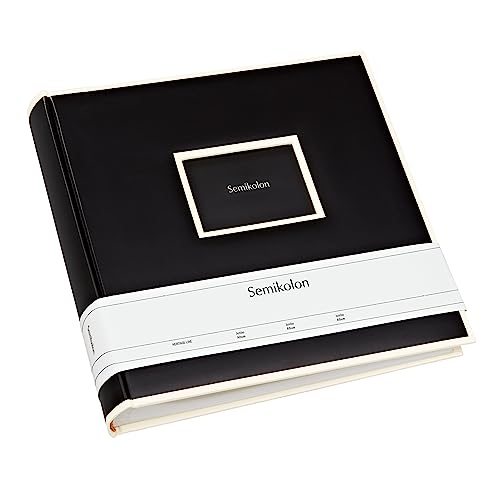 Semikolon 351099 Jumbo Album - 30x30 cm, 100 Seiten cremefarben, für 10x15 Fotos, mit Pergaminpapier - black schwarz von Semikolon