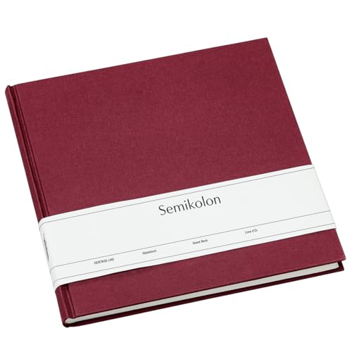 Semikolon 353525 Gästebuch – 25 x 23 cm – mit 180 blanko Seiten zum Selbstgestalten, Lesezeichen – burgundy dunkel-rot von Semikolon