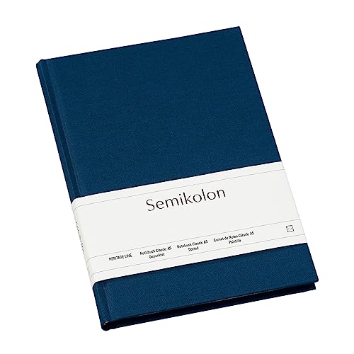 Semikolon 356164 - Notizbuch Classic A5 dotted - 176 Seiten, cremeweißes Papier – Lesezeichen – marine blau von Semikolon