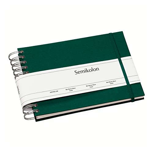 Semikolon 364014 Spiral Album Mini Mucho – 25x16 cm – Fotoalbum, 90 Seiten cremeweiß, Fotobuch, forest grün von Semikolon