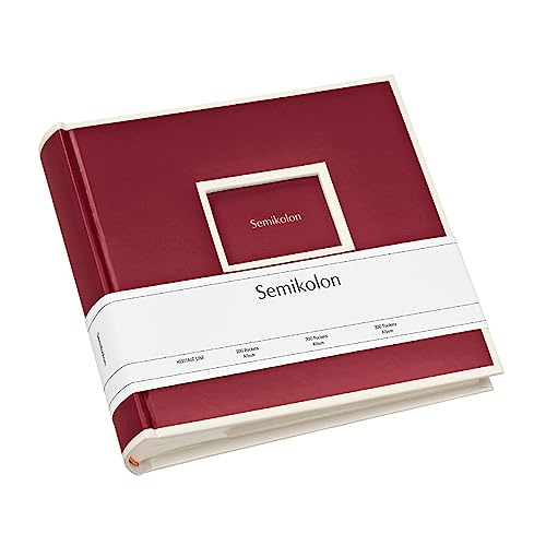 Semikolon 351134 200 Pockets Album - 23 x 22,3 cm - 100 Seiten cremefarben, für 200x 10x15 Fotos - burgundy dunkel-rot von Semikolon