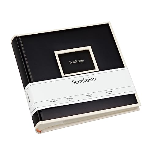 Semikolon 351136 200 Pockets Album - 23 x 22,3 cm - 100 Seiten cremefarben, für 200x 10x15 Fotos - black schwarz von Semikolon