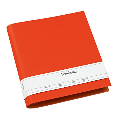 Semikolon 353309 Fotoordner 4 Ring – 29,5 x 32 cm – Efalinbezug, für Album, Fotobuch mit Ringheftung – orange orange von Semikolon
