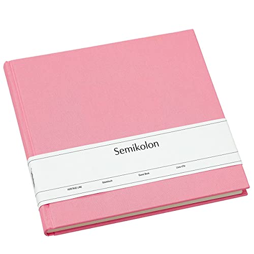 Semikolon 360366 Gästebuch - 25 x 23 cm - mit 180 blanko Seiten zum Selbstgestalten, Lesezeichen - flamingo rosa von Semikolon