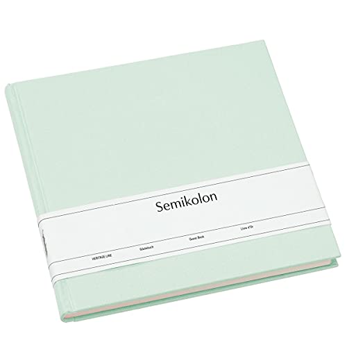 Semikolon 361780 Gästebuch - 25 x 23 cm - mit 180 blanko Seiten zum Selbstgestalten, Lesezeichen - moss pastell-grün von Semikolon