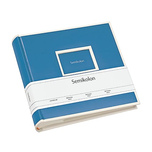 Semikolon 364065 200 Pockets Album – 23 x 22,3 cm – 100 Seiten cremefarben, für 200x 10x15 Fotos – azzurro hell-blau von Semikolon