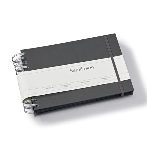 Semikolon 369980 Spiral Album Mini Mucho – 25x16 cm – Fotoalbum, 90 Seiten schwarz, Spiral-Fotobuch, lava stone grau von Semikolon