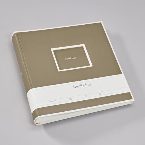 Semikolon 370026 Jumbo Album – 30x30 cm, 100 Seiten cremefarben, für 10x15 Fotos, mit Pergaminpapier – fango beige von Semikolon