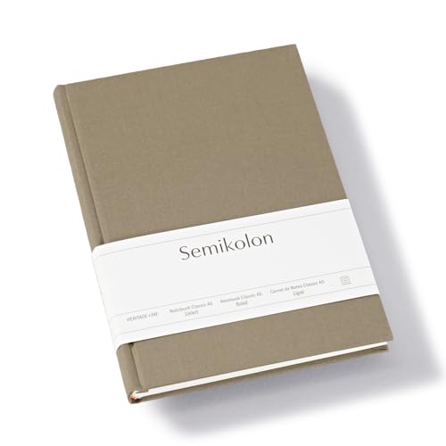 Semikolon 370042 - Notizbuch Classic A5 liniert - 176 Seiten, cremeweißes Papier – Lesezeichen – fango beige von Semikolon