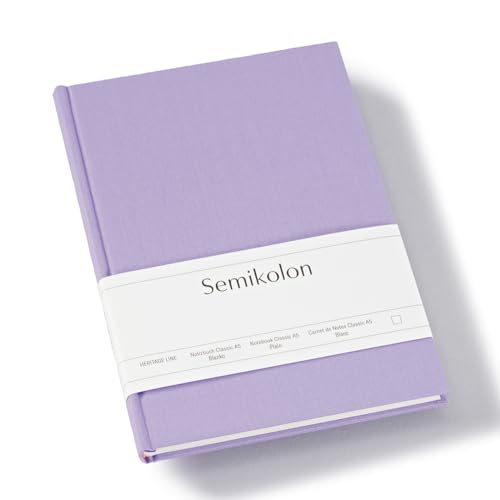 Semikolon 370049 - Notizbuch Classic A5 blanko - 176 Seiten, cremeweißes Papier – Lesezeichen – lilac silk lila von Semikolon