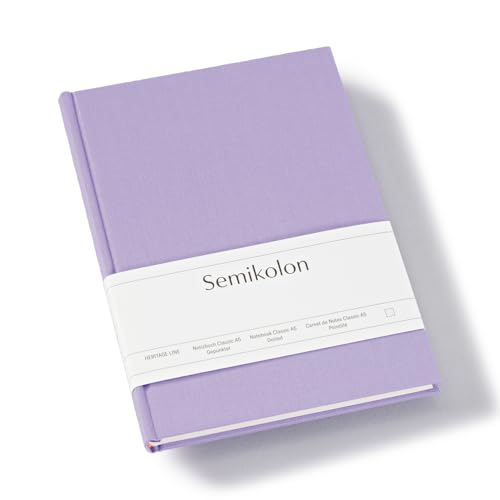 Semikolon 370053 - Notizbuch Classic A5 dotted - 176 Seiten, cremeweißes Papier – Lesezeichen – lilac silk lila von Semikolon