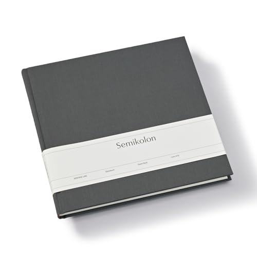 Semikolon 370073 Gästebuch – 25 x 23 cm – mit 180 blanko Seiten zum Selbstgestalten, Lesezeichen – lava stone grau von Semikolon