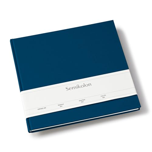 Semikolon 371035 Gästebuch Slim 25 x 23 cm - mit 100 blanko Seiten zum Selbstgestalten, Lesezeichen - marine dunkel-blau von Semikolon