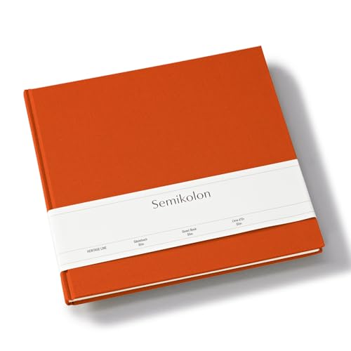 Semikolon 371039 Gästebuch Slim 25 x 23 cm - mit 100 blanko Seiten zum Selbstgestalten, Lesezeichen - orange orange von Semikolon