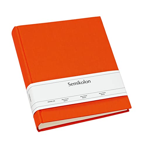 Semikolon 351015 Foto-Album Classic Medium – 21,6 x 25,5 cm – 80 Seiten cremefarben, für 160 Fotos – orange orange von Semikolon