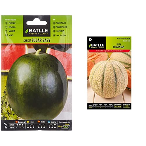 Batlle Gemüsesamen - Wassermelone Sugar baby (160 Samen) & Batlle Gemüsesamen - Honigmelone Charentais (175 Samen) von Semillas Batlle