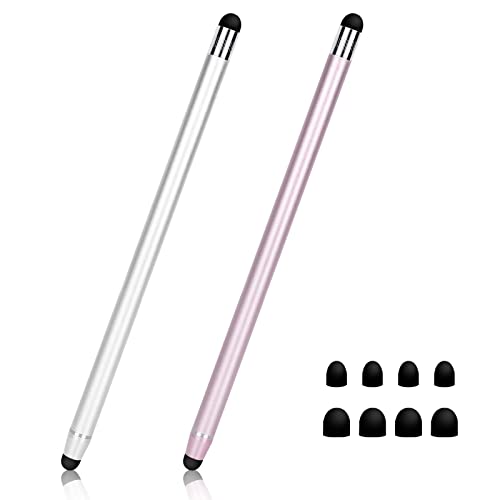 Stylus Pens für Touchscreens (2er Pack), Seminer 2 in 1 Gummi-Stylus Touch Pen für Tablets, iPad Pro, iPad Air, Smartphones, Samsung Galaxy mit 8 Ersatzspitzen von Seminer