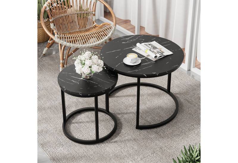 Semiocthome Couchtisch 2 runden Tischen mit golden rutschfesten Füßen, Ø: 59.9cm & 39.9cm (2-St., 2er-Set), für Wohnzimmer und Schlafzimmer, mit eleganten Kurven von Semiocthome