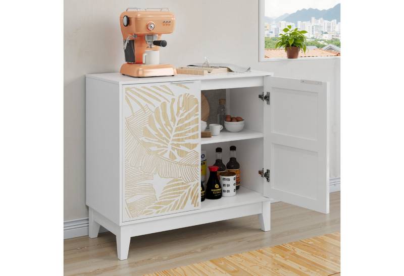 Semiocthome Kommode 80 cm Vintage-Buffetschrank, dekoratives Sideboard mit Schnitzereien (1 St), mit handgefertigter Blattschnitzerei, 80×38×76cm von Semiocthome