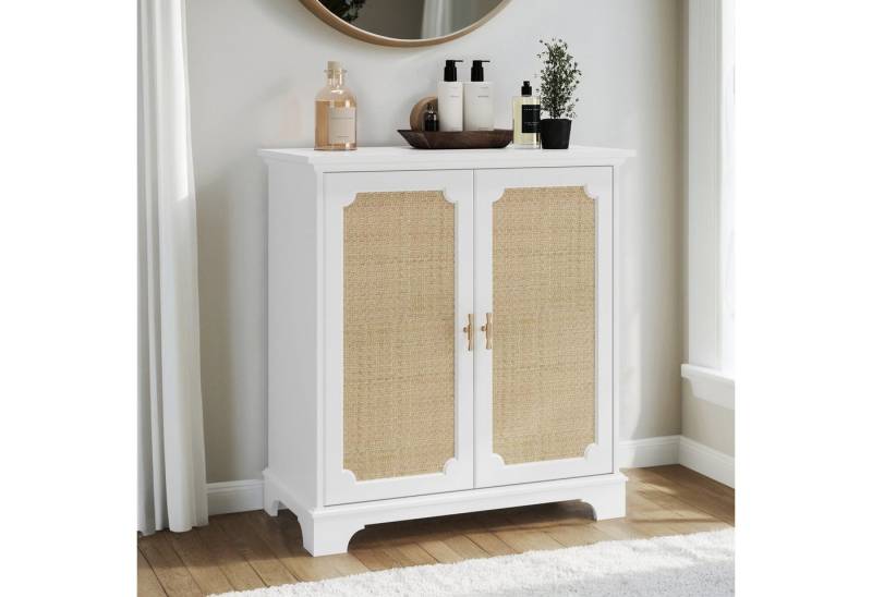 Semiocthome Sideboard Küchenbuffet, Buffet, Weinschrank mit Rattan-Dekortüren (1 St), aus hochwertigem Holzwerkstoff mit vier Massivholzbeinen von Semiocthome