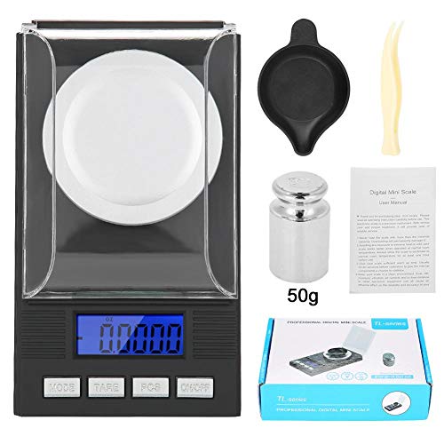 Digitale Milligramm-Schmuckwaage, LED-Digitalanzeige, tragbar, hohe Präzision, 0,001 g, Taschen-Schmuckwaage mit Kalibriergewicht, Pinzette und Wiegepfannen von Semme