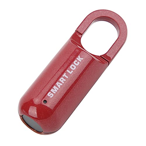 Fingerabdruck-Schloss, Wiederaufladbares Schlüsselloses USB-Vorhängeschloss, Intelligente Elektronische Schrankschlösser mit 10 Stück Fingerabdruck-Kapazität, Diebstahlsicherung (Rot) von Semme