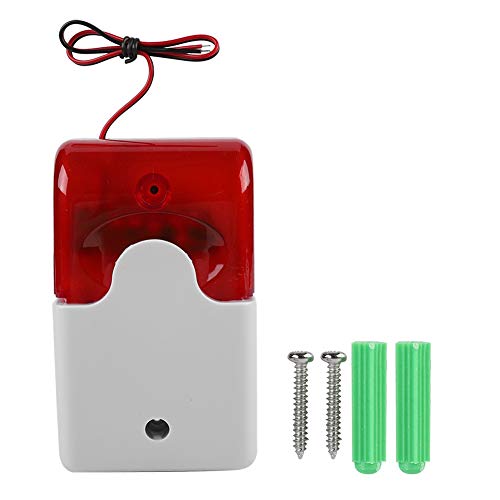 Wired Strobe Sirene Sound Alarm Strobe Blinklicht Sound Sirene für Home Hotel, Sound and Light Alarm System, Strobe Blinkendes Rotes Licht, 150mal/min 12V DC von Semme