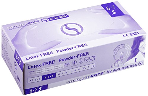 Sempercare 8267 93843/3000002158 Nitrile skin, Einmalschutz und Untersuchungshandschuhe aus Nitrillatex, puderfrei, Größe Small (6-7), Lavendel-Blau (200-er Pack) von Sempermed