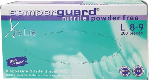 Semperguard 816780235/3000001618 XtraLite Einmalschutz und Untersuchungshandschuh aus Nitrillatex, puderfrei, Größe M, 7-8, Lavendelblau (200 er-Pack) von Sempermed