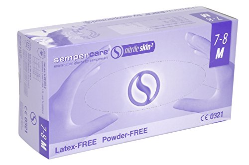 Sempercare 8267 93845/3000002159 Nitrile skin, Einmalschutz und Untersuchungshandschuhe aus Nitrillatex, puderfrei, Größe Medium (7-8), Lavendel-Blau (200-er Pack) von Sempermed