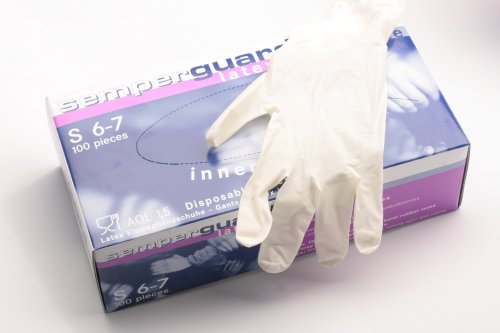 Semperguard Latex-Einmalhandschuhe, ungepuderte Ausführung, Größe S, 100 Stück, Naturweiß von Sempermed
