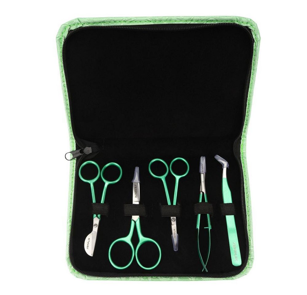 Semplix Scheren-Set - Schneideset 5-tlg grün-metallic mit Etui von Semplix