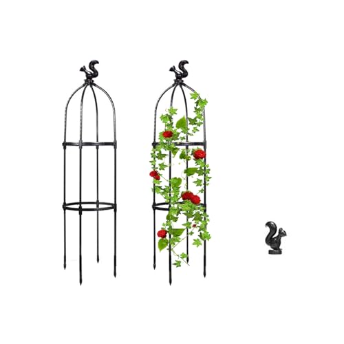 Sempoda Gartenspalier für Große Töpfe, Pergolakäfige mit Eichhörnchen-Ornament, für Verschiedene Kletterpflanzen, Blumen, Tomaten, Erbsen und Mehr Klettergemüse(Schwarz 2-lagig) von Sempoda