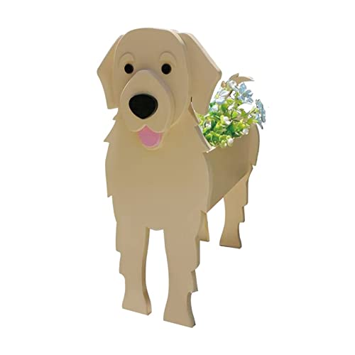 Sempoda Hunde-Pflanzgefäß, Hundeform Pflanzenbehälter, PVC Material Blumentopf für Innenpflanzen Aufbewahrungsbehälter, niedlicher Haustier Hund Pflanze Blumentopf (goldener Blumentopf) von Sempoda