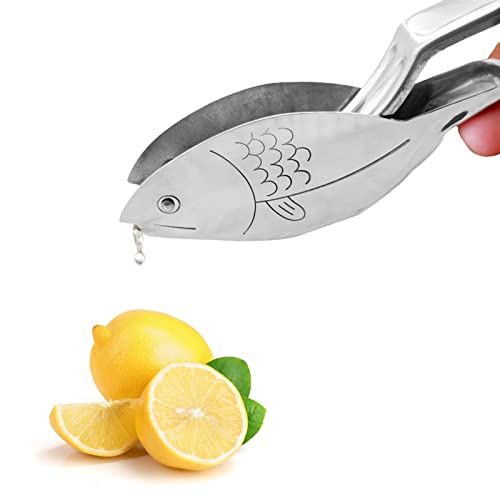 Sempoda Manuelle Zitronenpresse, Edelstahl Fischform Zitronenpresse, manuelle Zitronenscheibenpresse, ergonomisches Design Zitruspresse für Orange Zitrone Limette Granatapfel von Sempoda