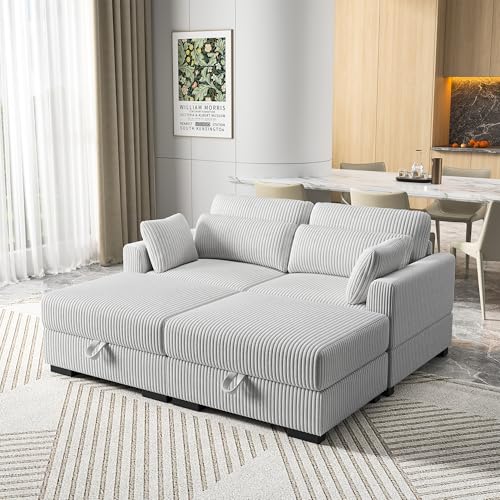 Sempoda Modulares Sofa aus Cord, 2-Sitzer, mit 2 Fußstützen, einfach zu montieren, grau, 180 x 157 x 85 cm Sempoda Modulares Sofa aus Cord, 2-Sitzer, mit 2 Fußstützen, einfach zu montieren, grau, 180 x 157 x 85 cm von Sempoda