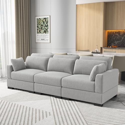 Sempoda Modulares Sofa aus Cord, 3-Sitzer, einfach zu montieren, Grau, 254 x 88 x 85 cm Sempoda Modulares Sofa aus Cord, 3-Sitzer, einfach zu montieren, Grau, 254 x 88 x 85 cm von Sempoda