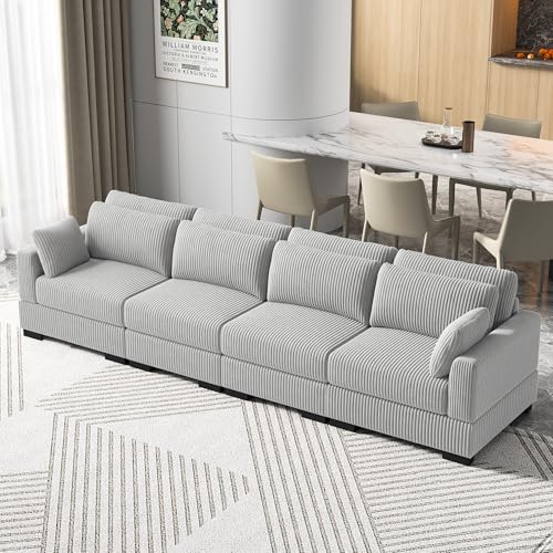Sempoda Modulares Sofa aus Cord, 4-Sitzer, einfach zu montieren, grau, 330 x 88 x 85 cm Sempoda Modulares Sofa aus Cord, 4-Sitzer, einfach zu montieren, grau, 330 x 88 x 85 cm von Sempoda