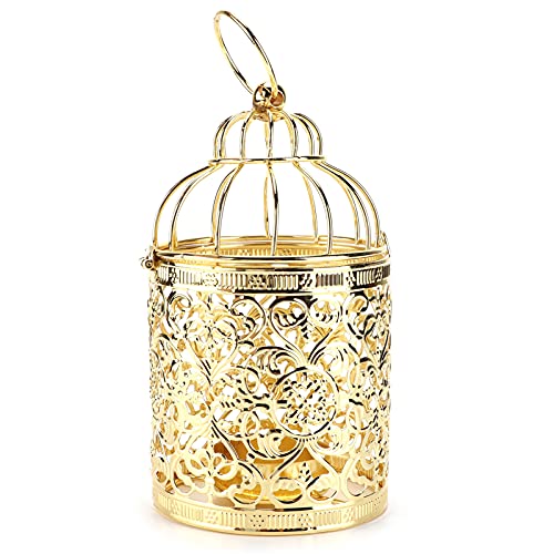Sempoda Teelicht-Kerzenhalter, Vintage-Vogelkäfig-Kerzenhalter, Einzigartiges Design, Metall-Teelicht-Kerzenhalter, Eisen-Metall-Teelicht-Kerzenständer für Büro, Zuhause,(EIN Typ Gold) von Sempoda