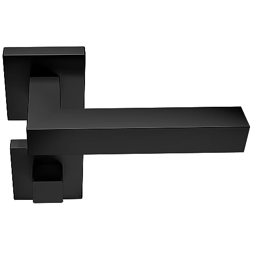 Sempro Drückergarnitur Quad aus V2A Edelstahl PVD schwarz mit Stütznocken. Türgriff Set mit WC Rosetten von Sempro