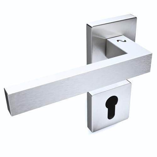 Sempro XAVIER Türbeschlag Zimmertür Set, Elegante Türgriffe Innentüren Ideal für Büro und Wohnräume, Türdrückergarnitur Edelstahl matt gebürstet, Door Handle mit PZ Profilzylinder Rosetten von Sempro